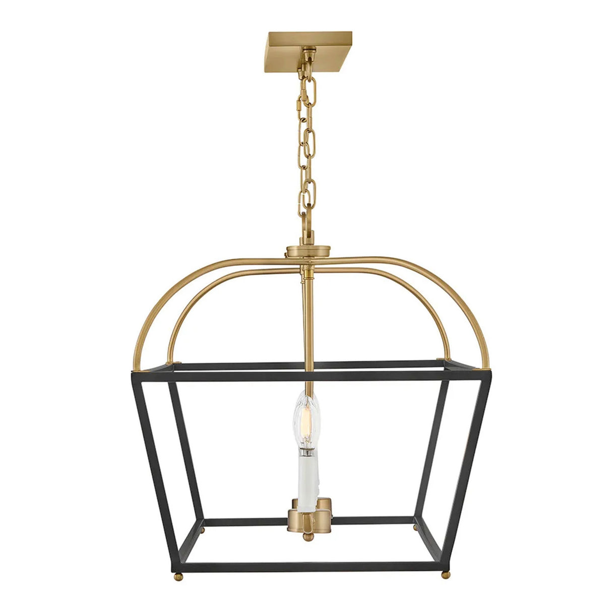 Langford Linear Lantern Pendant 40", Black and Satin Brass