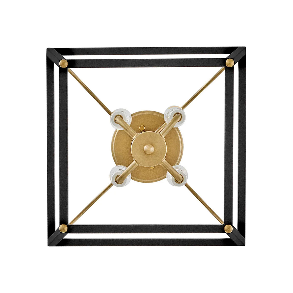 Langford Semi-Flush 13", Black and Satin Brass