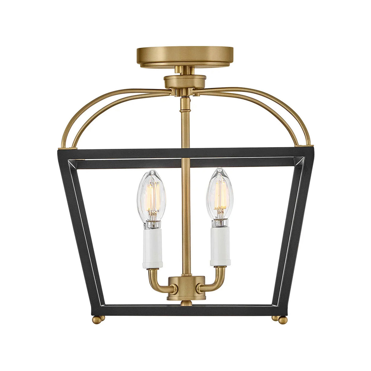 Langford Semi-Flush 13", Black and Satin Brass