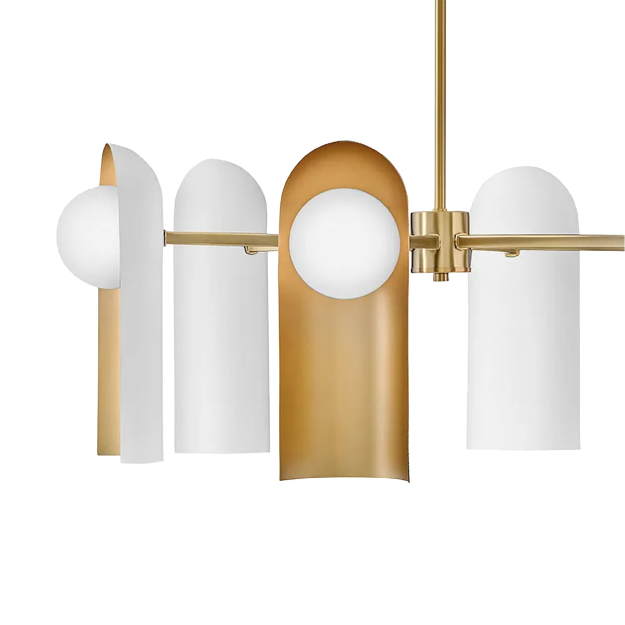 Kassidy 6 Light Chandelier 30", White and Satin Brass