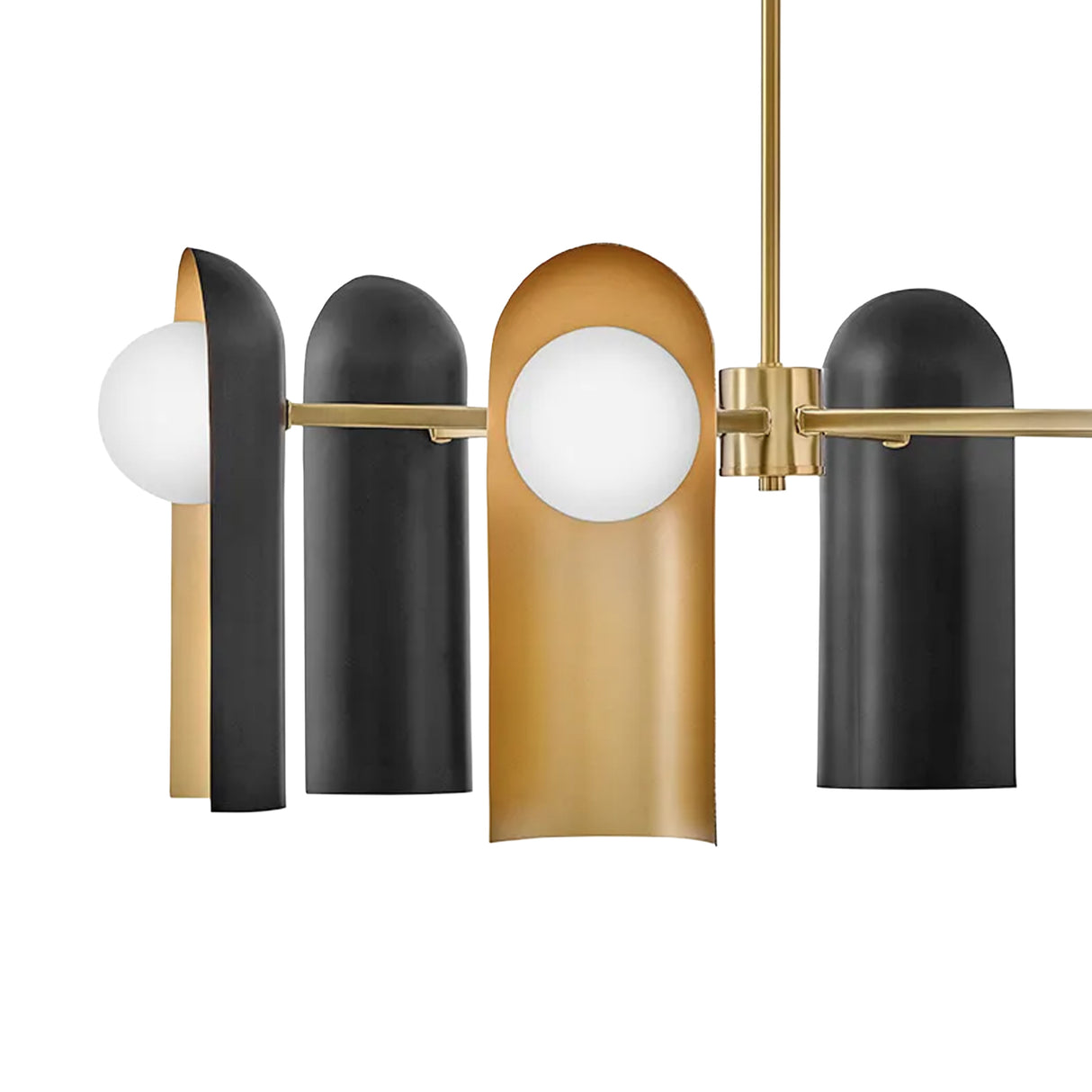 Kassidy 6 Light Chandelier 30", Black and Satin Brass