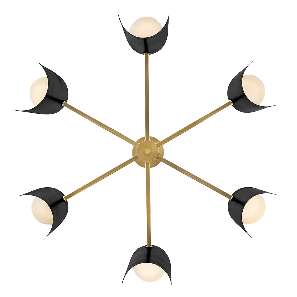 Kassidy 6 Light Chandelier 30", Black and Satin Brass