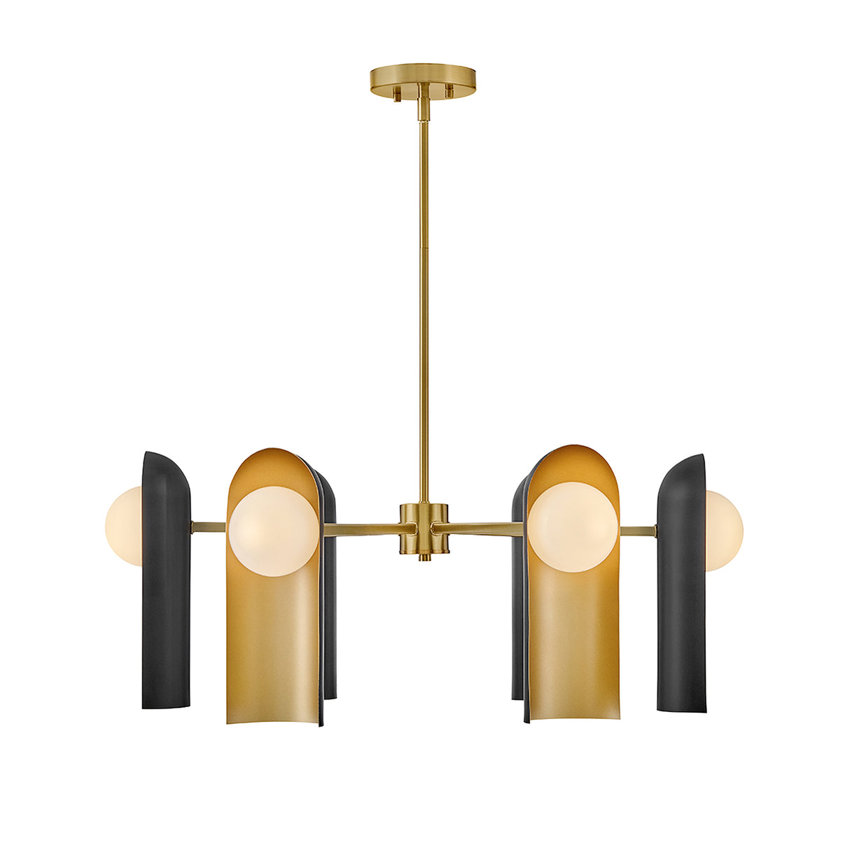 Kassidy 6 Light Chandelier 30", Black and Satin Brass