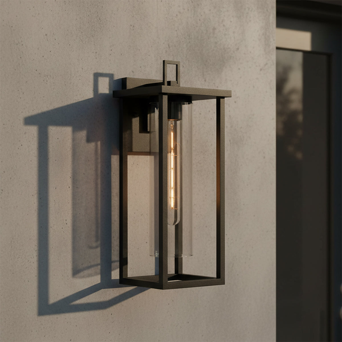 Sinclair Outdoor Wall Light, Medium 17" Black for Modern home with Gray Siding