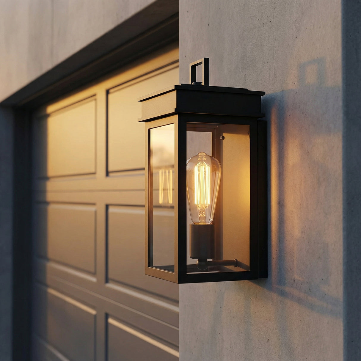 Monterey Outdoor Wall Light, Small 13" Black for Modern Farmhouse home with Gray Siding