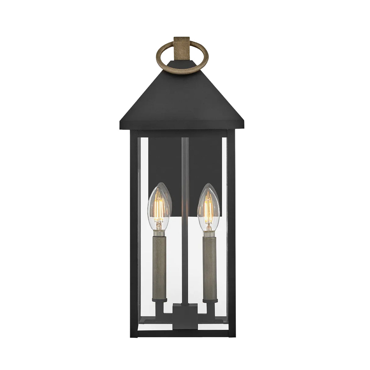 Jameson Outdoor Wall Light, Medium 18" Black with Brass Accents