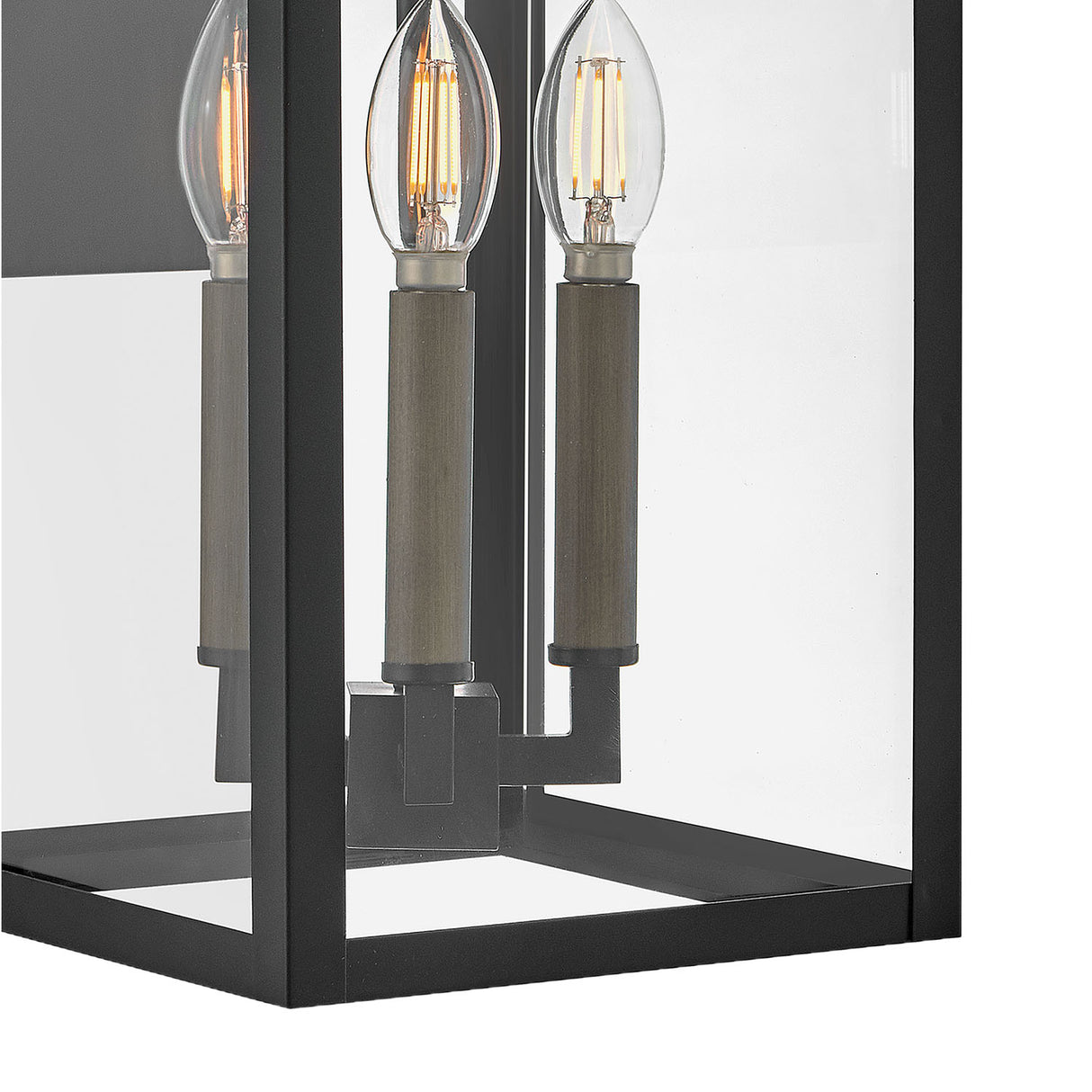 Jameson Outdoor Wall Light, Large 20" Black with Brass Accents