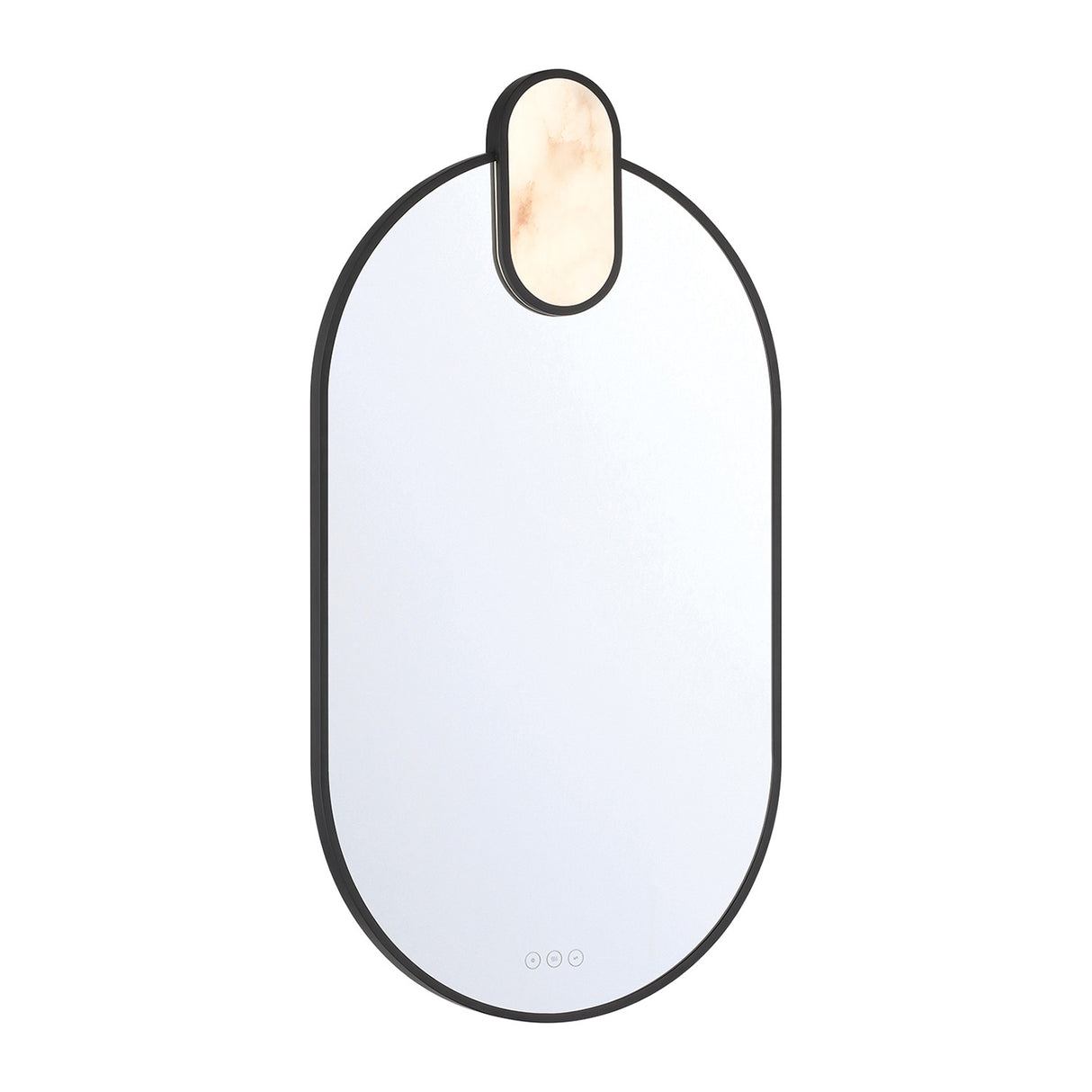 Palmer Medium LED Oval Mirror 21" x 39", Matte Black and Alabaster