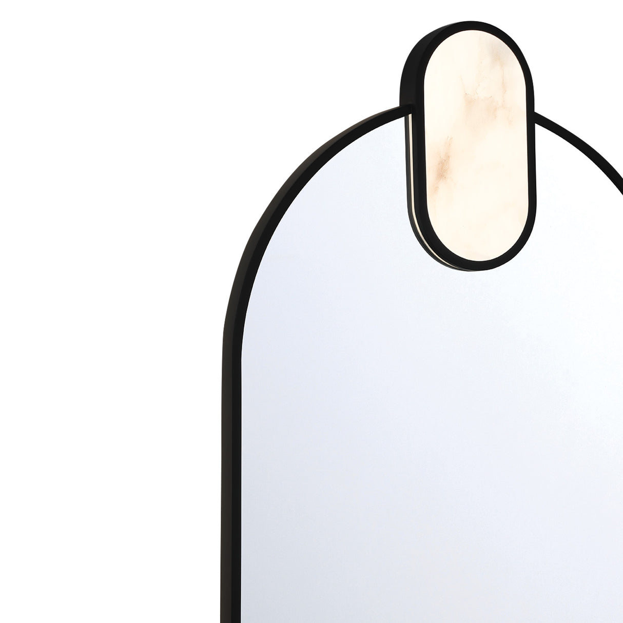 Palmer Medium LED Oval Mirror 21" x 39", Matte Black and Alabaster