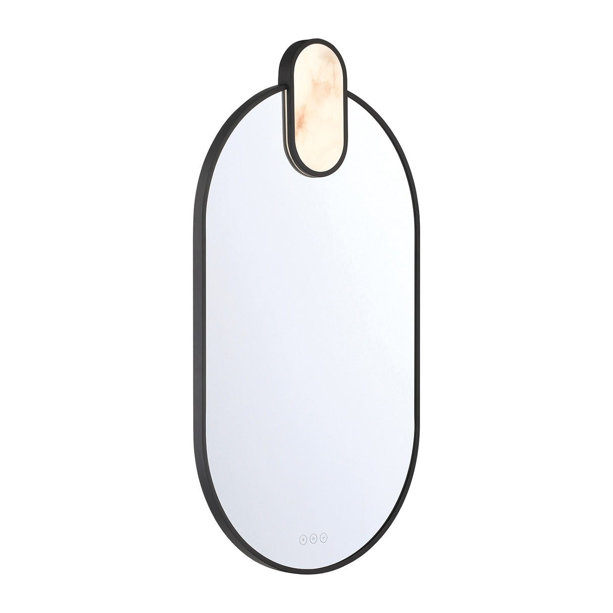 Palmer Medium LED Oval Mirror 21" x 39", Matte Black and Alabaster