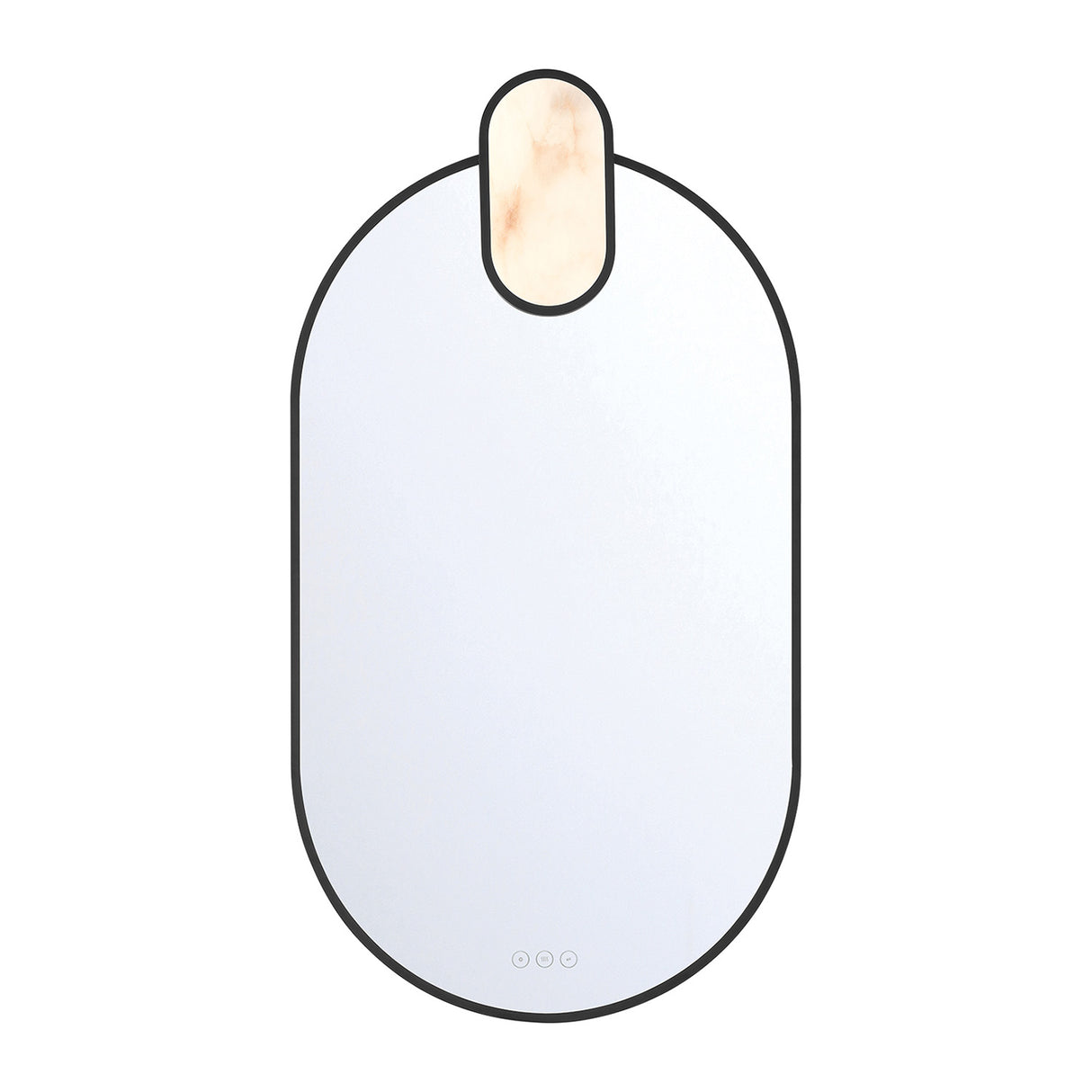 Palmer Medium LED Oval Mirror 21" x 39", Matte Black and Alabaster