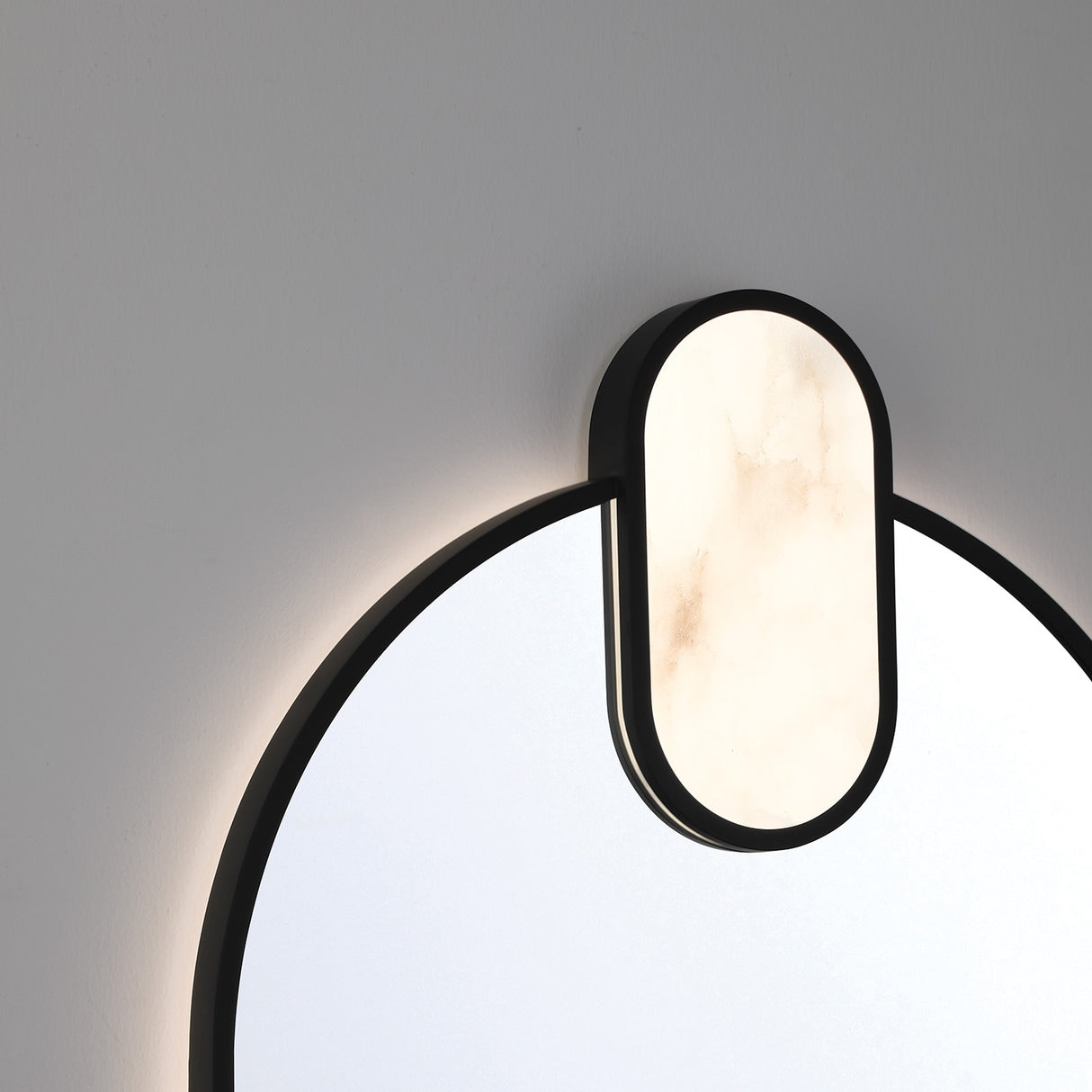 Palmer Medium LED Oval Mirror 21" x 39", Matte Black and Alabaster