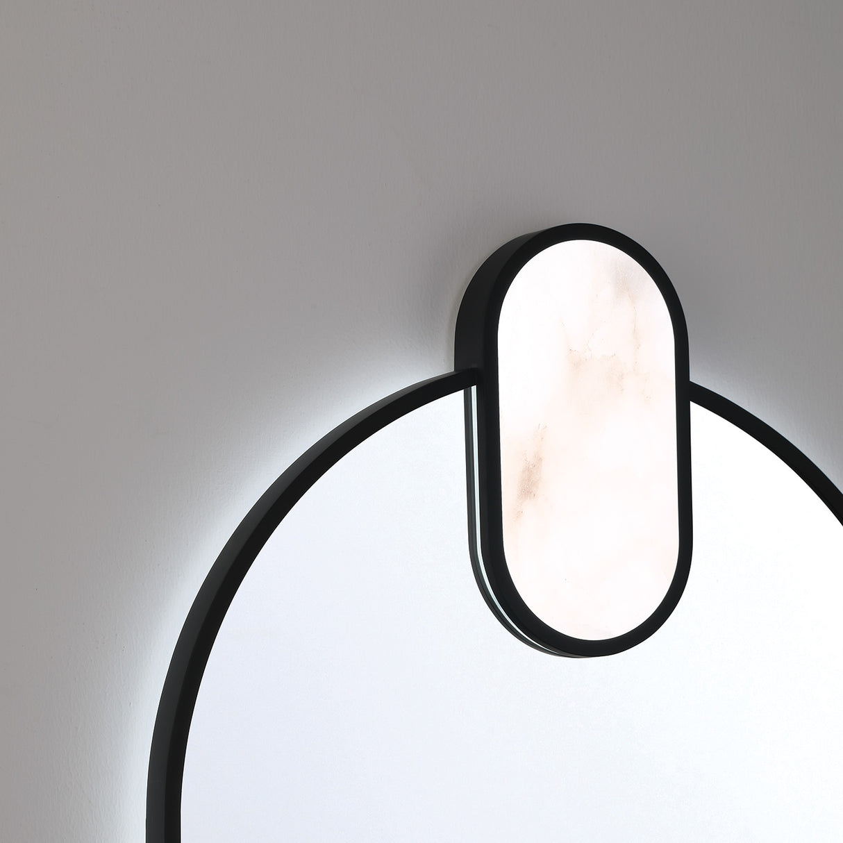 Palmer Medium LED Oval Mirror 21" x 39", Matte Black and Alabaster