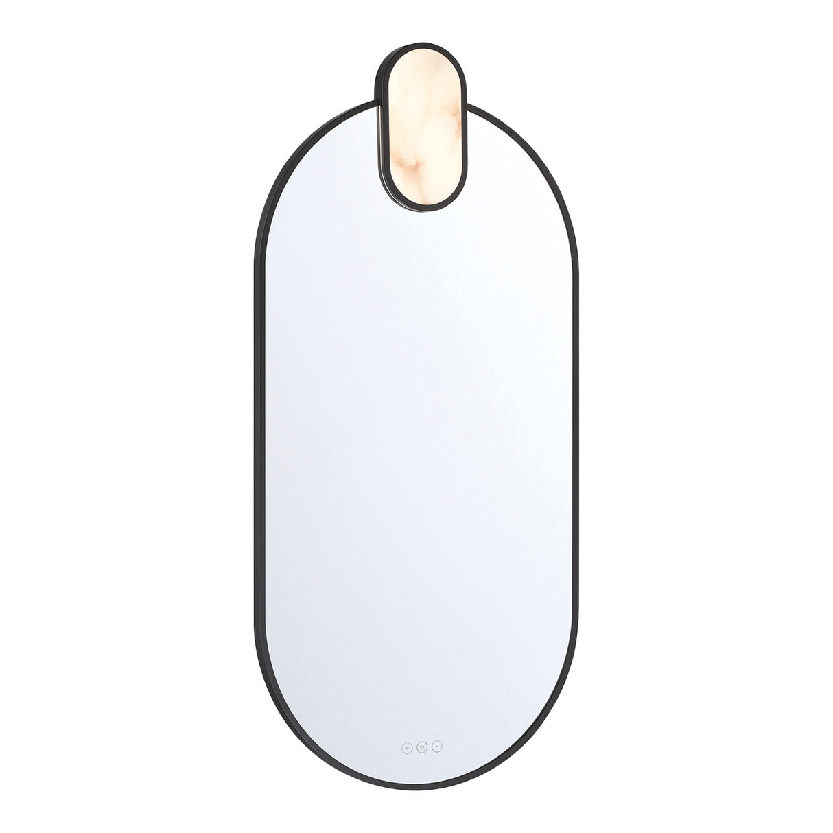 Palmer Large LED Oval Mirror 21" x 45", Matte Black and Alabaster