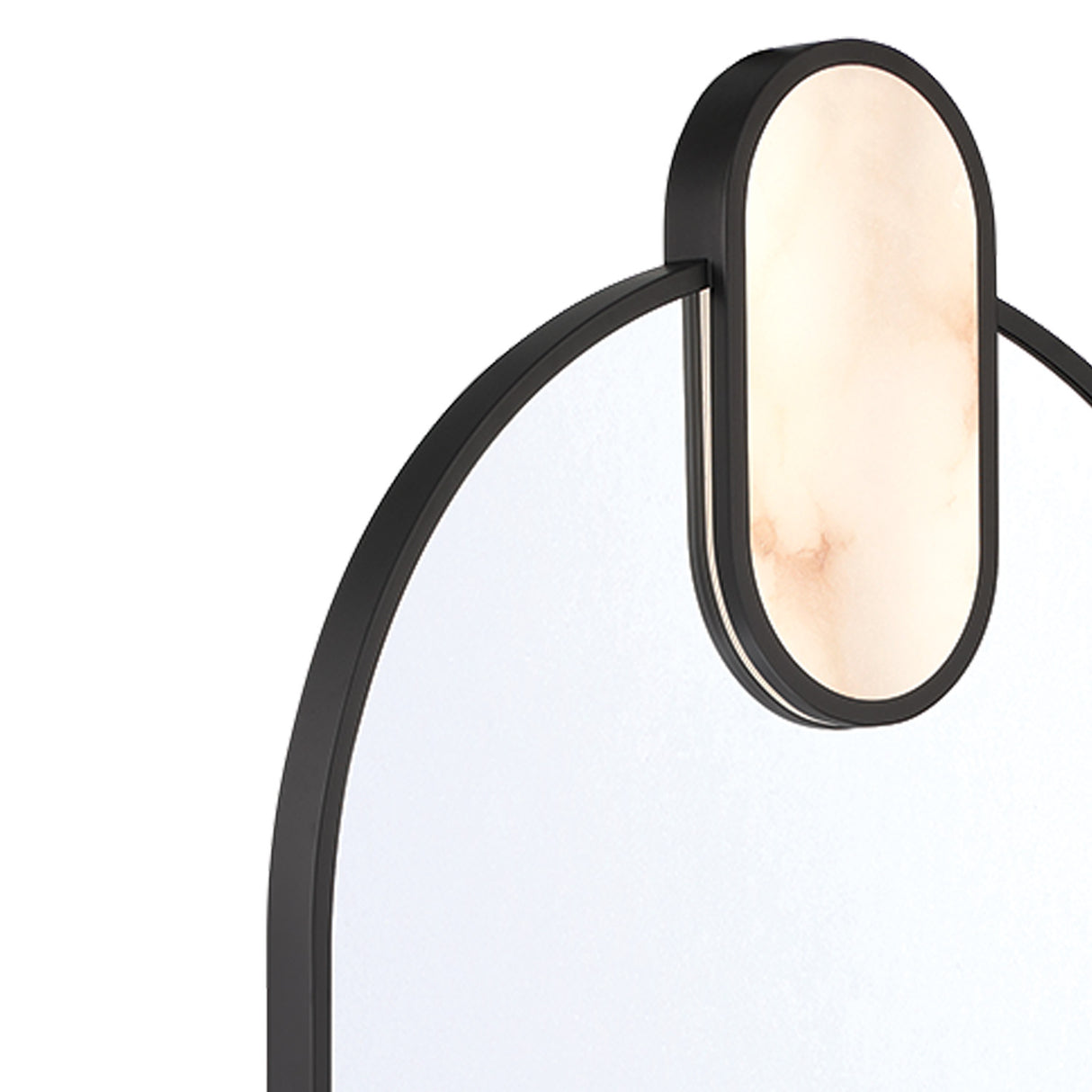 Palmer Large LED Oval Mirror 21" x 45", Matte Black and Alabaster