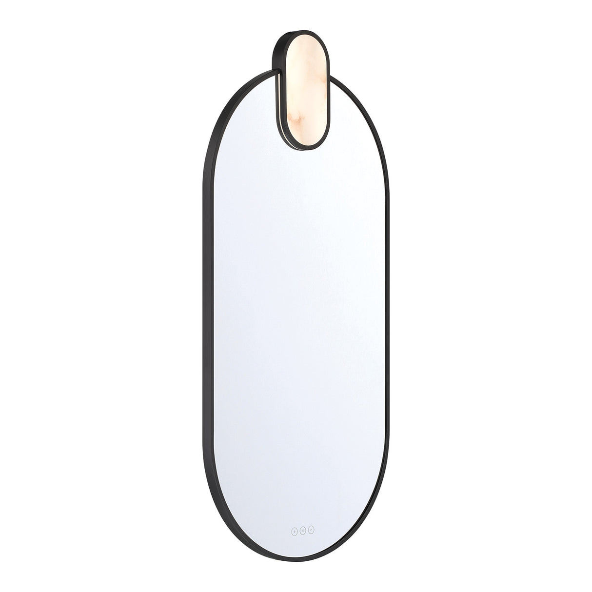 Palmer Large LED Oval Mirror 21" x 45", Matte Black and Alabaster