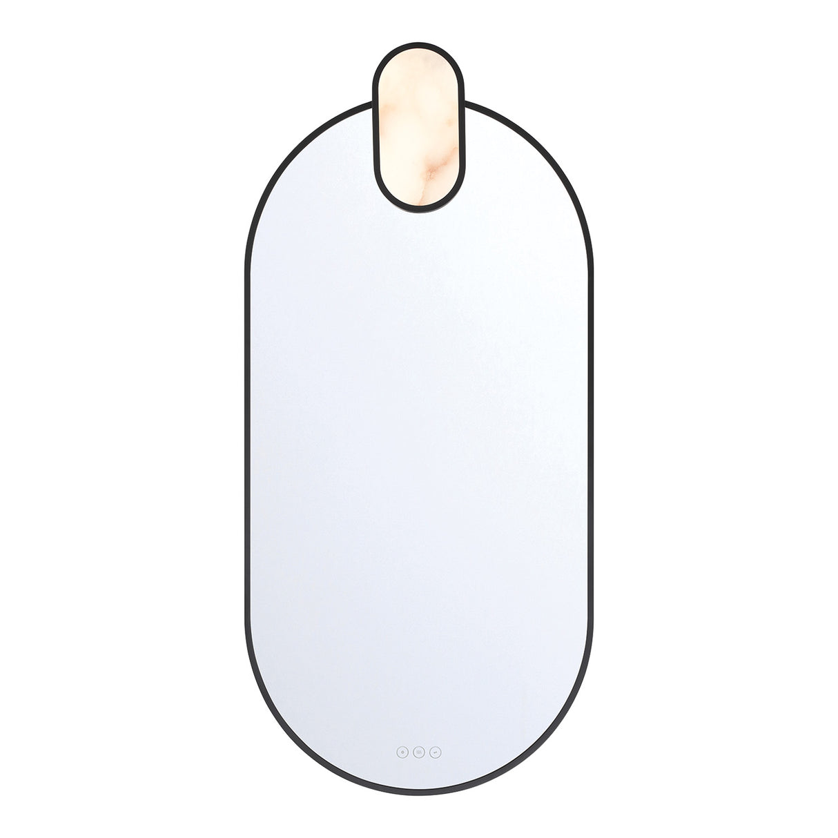 Palmer Large LED Oval Mirror 21" x 45", Matte Black and Alabaster