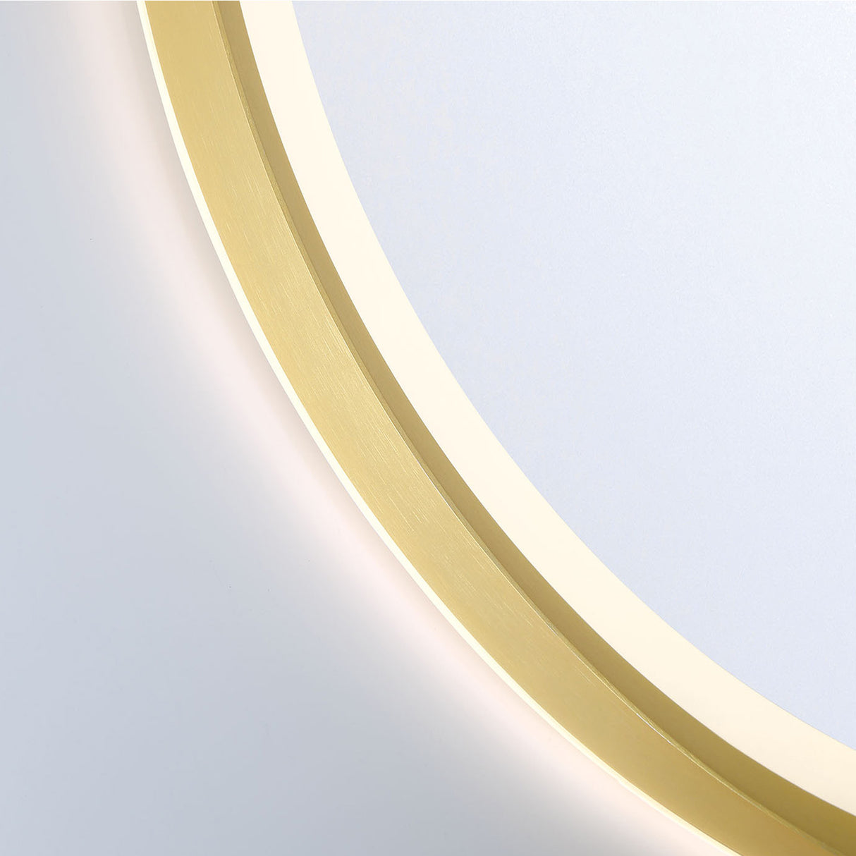 Norma Large LED Round Mirror 42" x 42", Brushed Brass