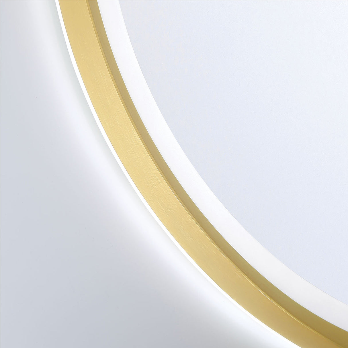 Norma Large LED Round Mirror 42" x 42", Brushed Brass