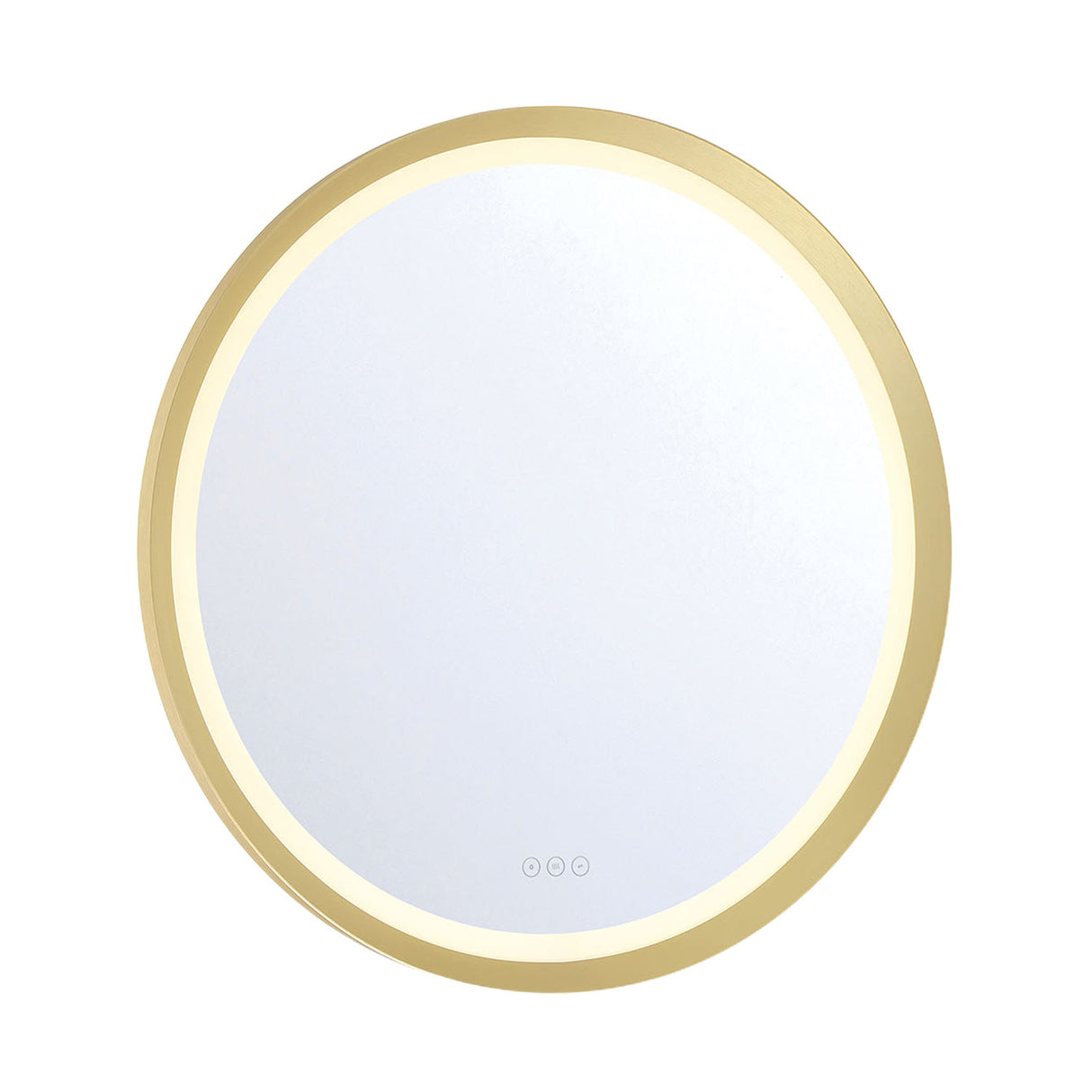 Norma Medium LED Round Mirror 32" x 32", Brushed Brass