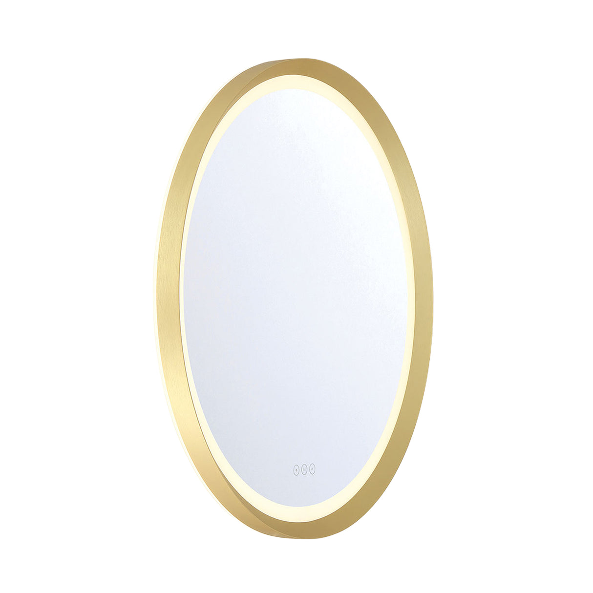 Norma Medium LED Round Mirror 32" x 32", Brushed Brass