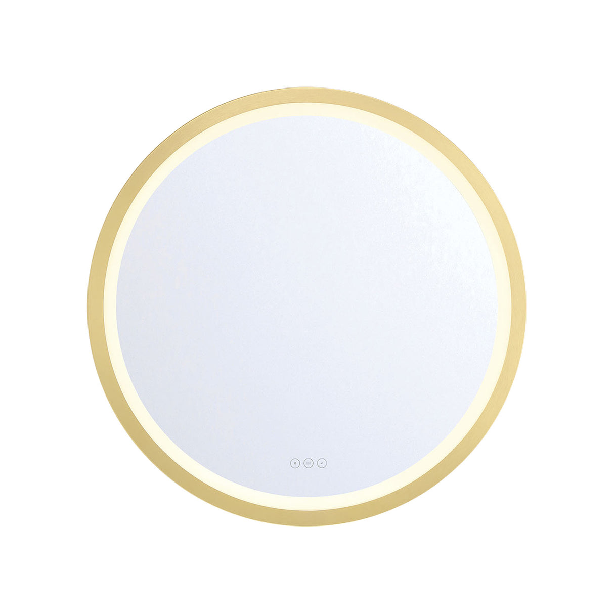 Norma Medium LED Round Mirror 32" x 32", Brushed Brass