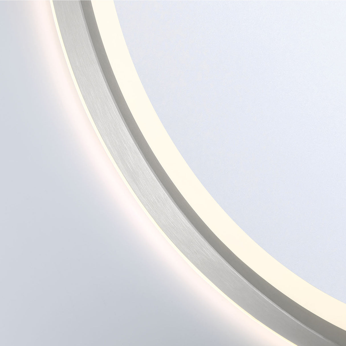 Norma Medium LED Round Mirror 32" x 32", Brushed Nickel