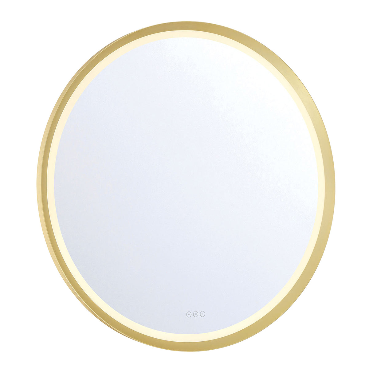 Norma Large LED Round Mirror 42" x 42", Brushed Brass