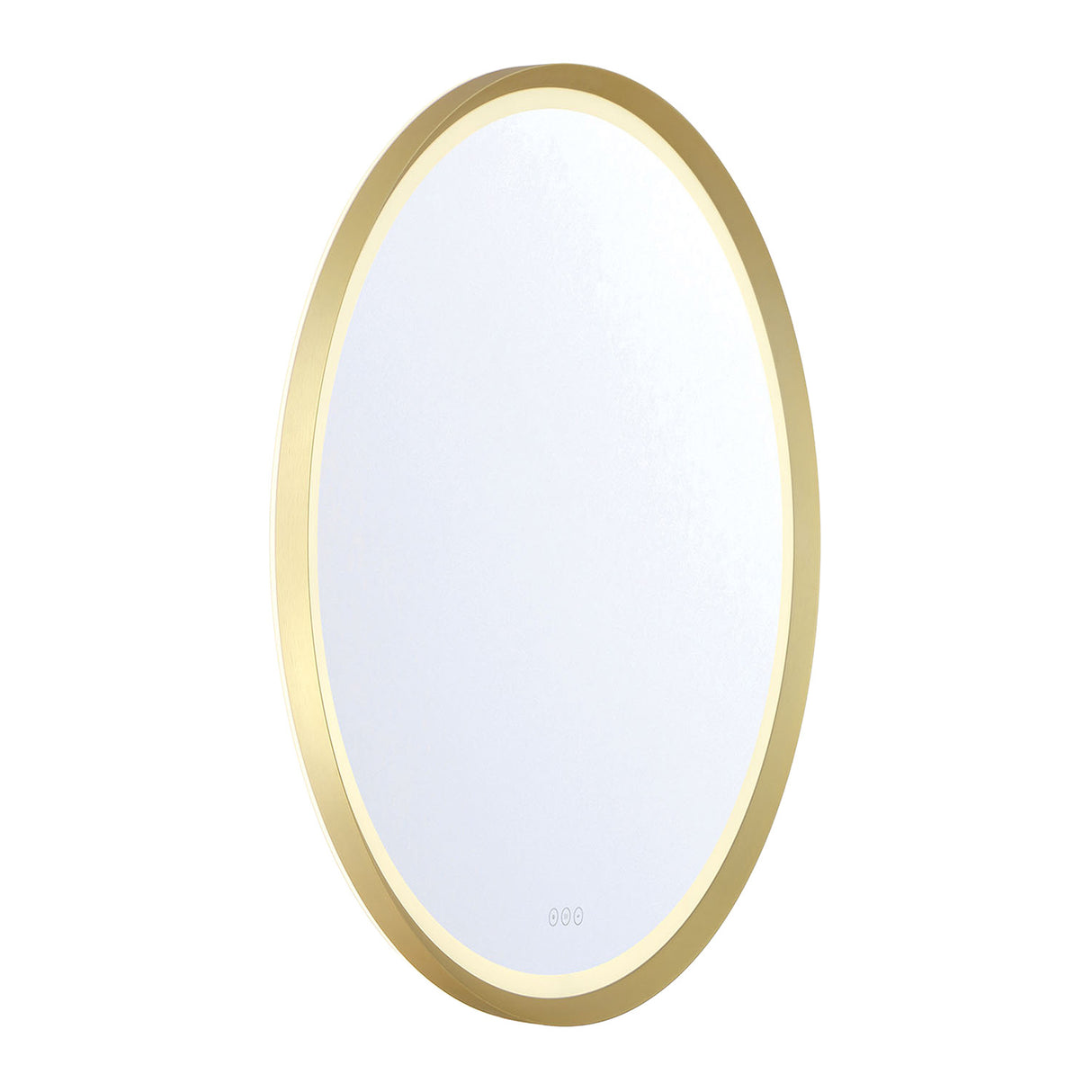 Norma Large LED Round Mirror 42" x 42", Brushed Brass