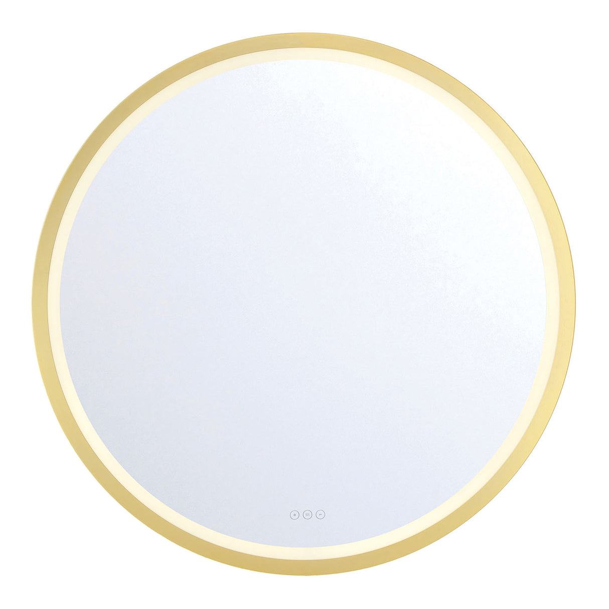 Norma Large LED Round Mirror 42" x 42", Brushed Brass