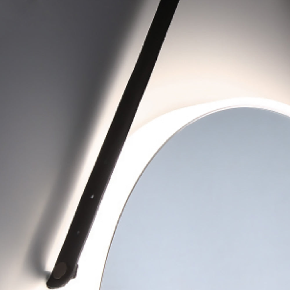 Merrison Round LED Mirror 24" x 24", Black Leather Strap