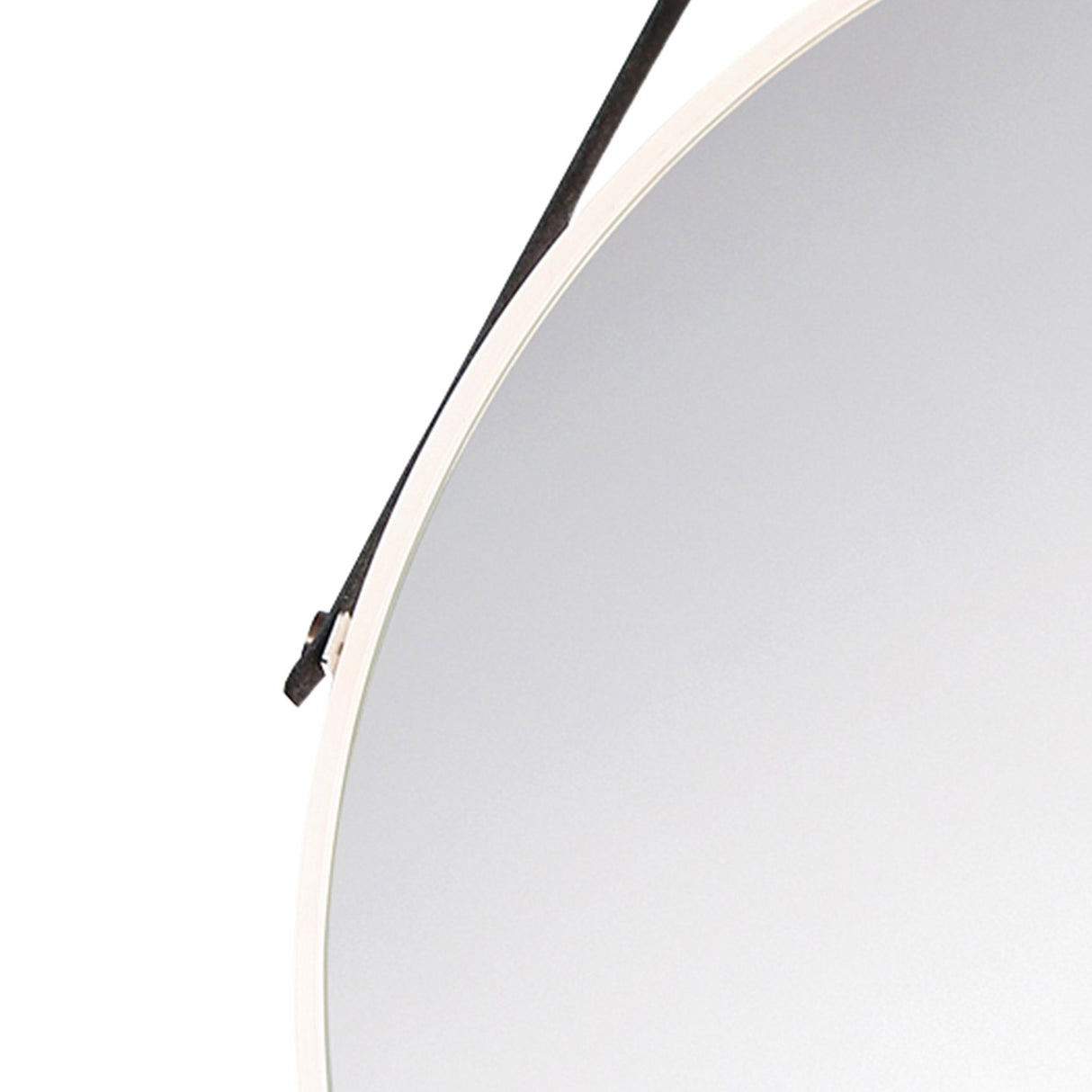 Merrison Round LED Mirror 24" x 24", Black Leather Strap