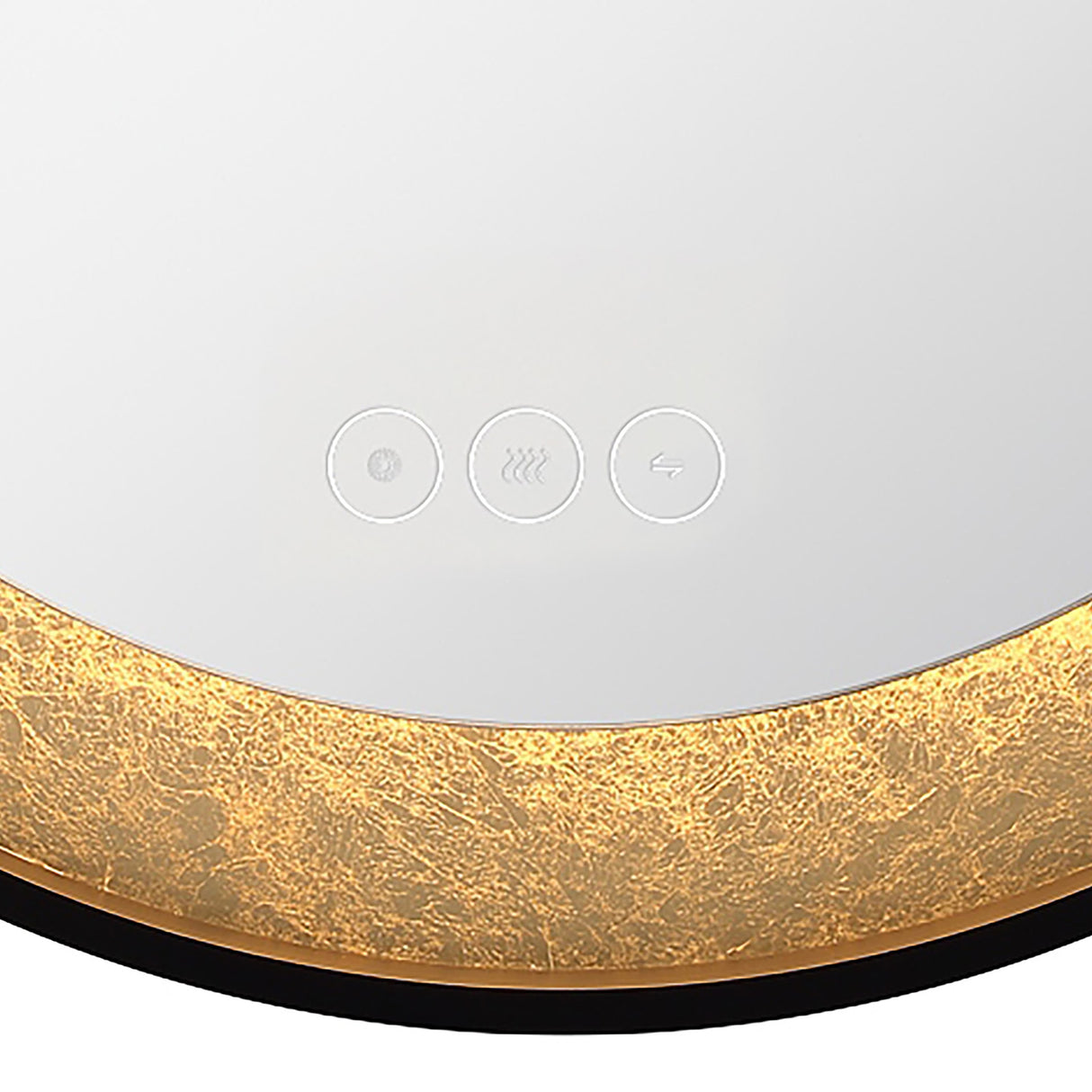 Oakdene LED Round Mirror 30" x 30", Brushed Black and Brass Foil