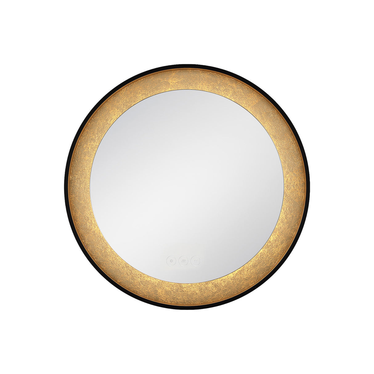 Oakdene LED Round Mirror 30" x 30", Brushed Black and Brass Foil