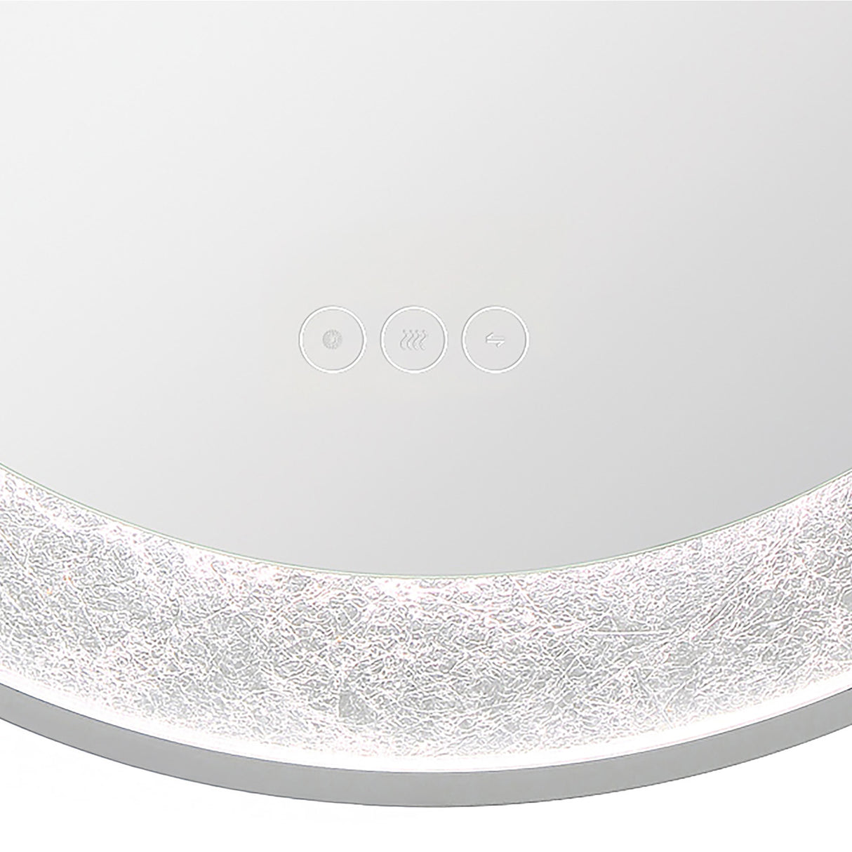 Oakdene LED Round Mirror 30" x 30", Brushed Nickel and Silver Foil