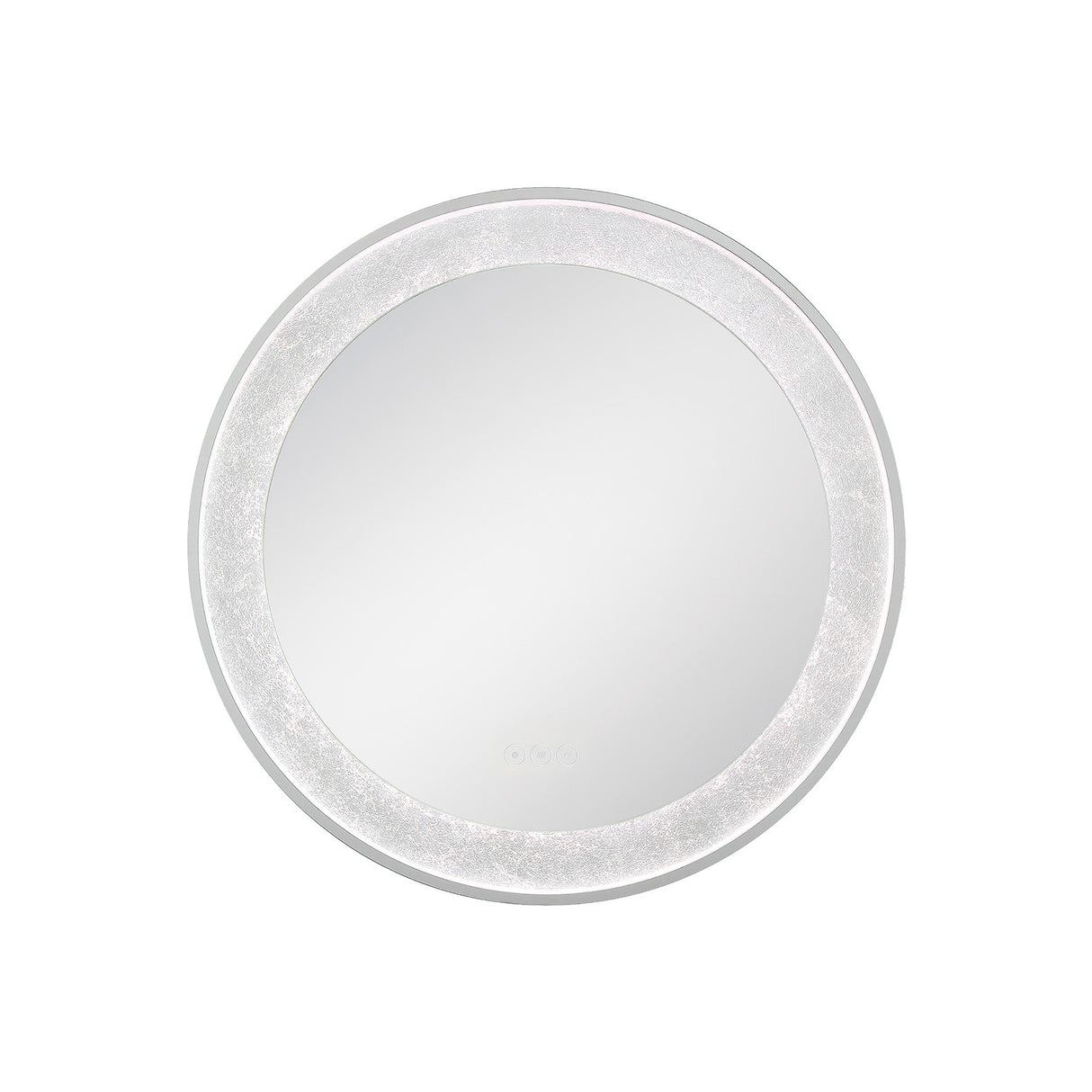 Oakdene LED Round Mirror 30" x 30", Brushed Nickel and Silver Foil