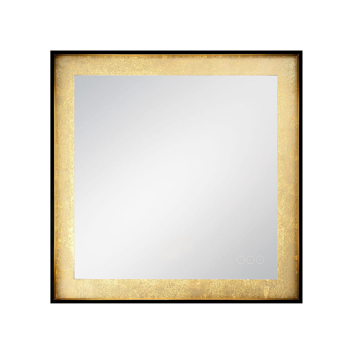 Oakdene LED Square Mirror 32" x 32", Brushed Black and Brass Foil
