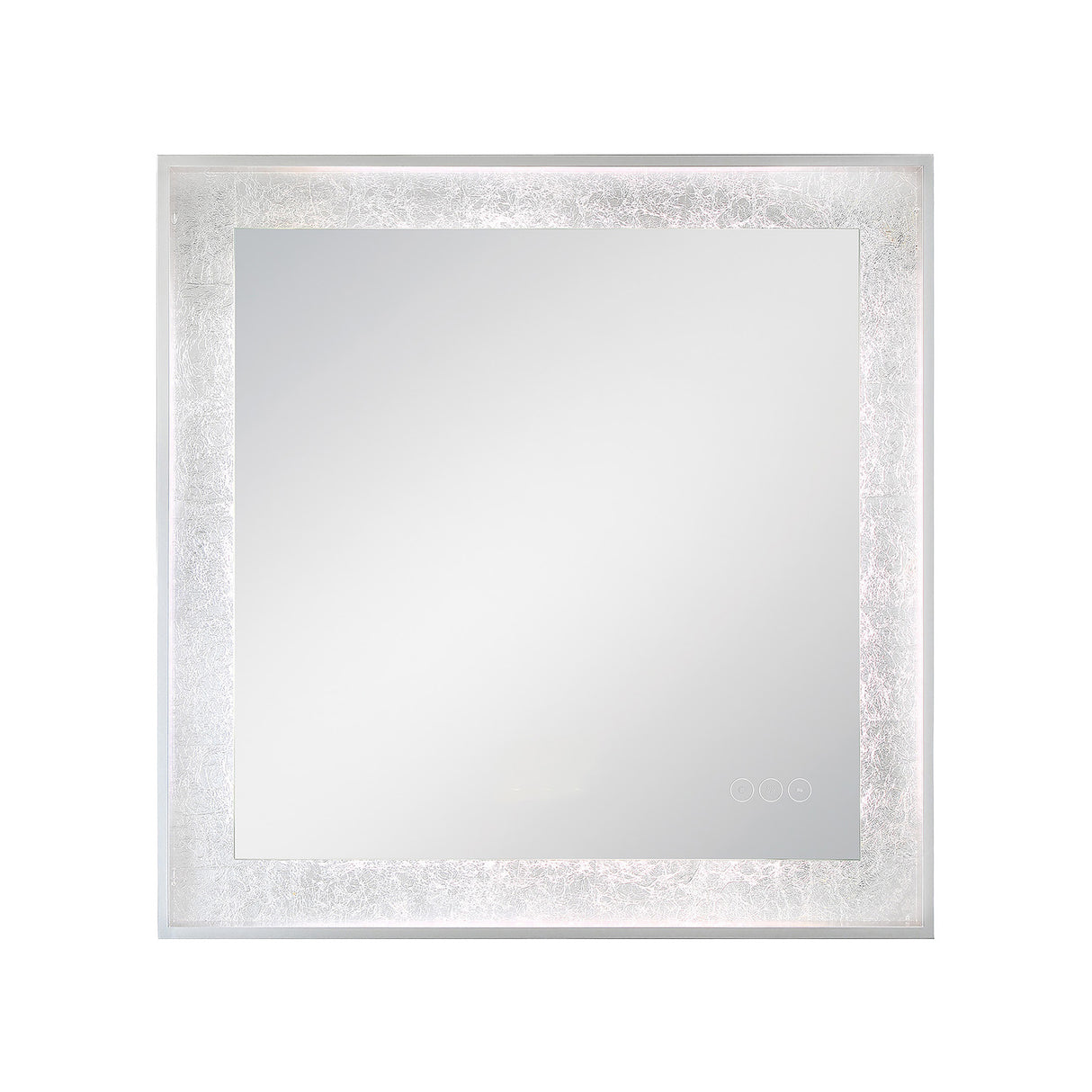 Oakdene LED Square Mirror 32" x 32", Brushed Nickel and Silver Foil