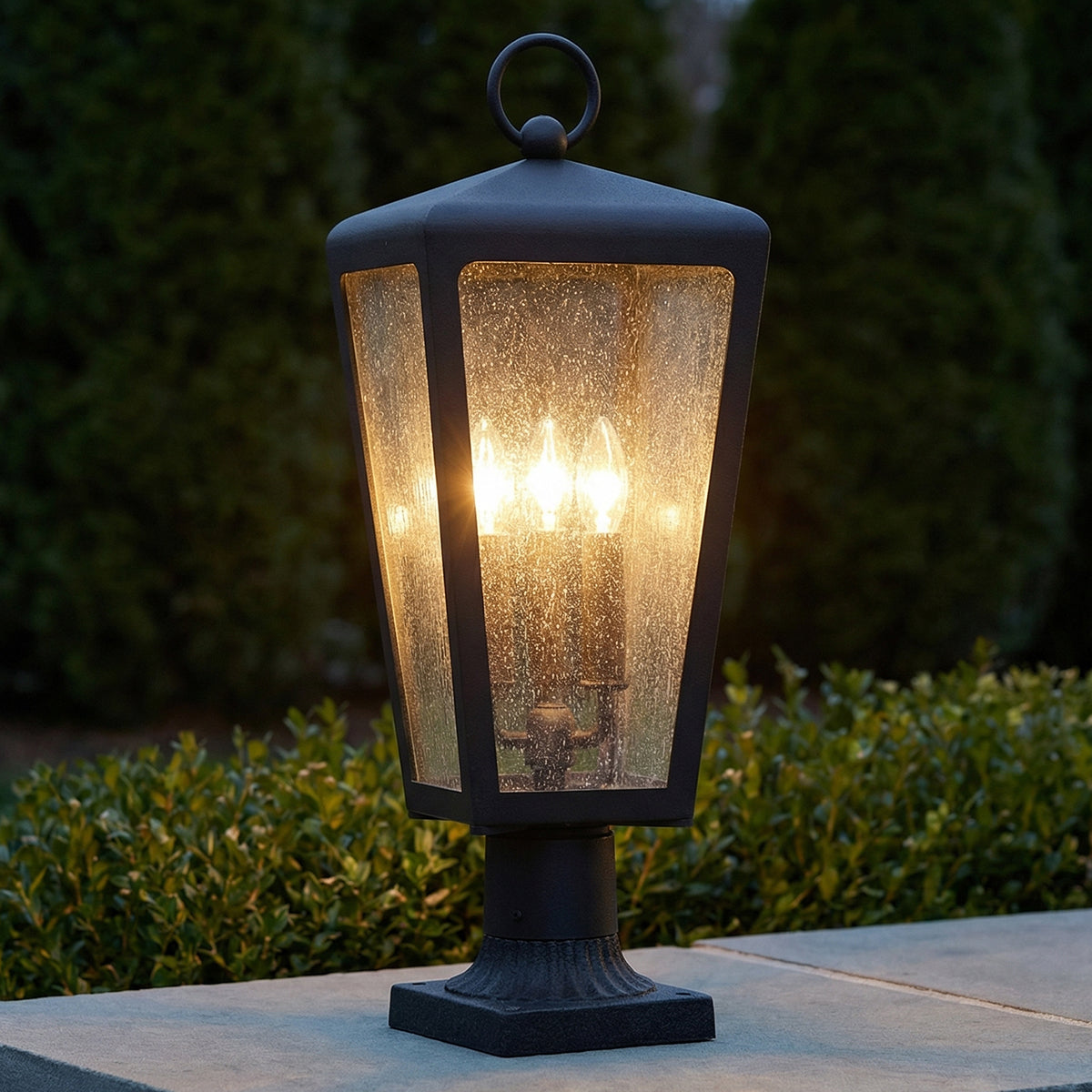 Barrett Outdoor Post Light, Textured Black for Traditional home with Black Stone