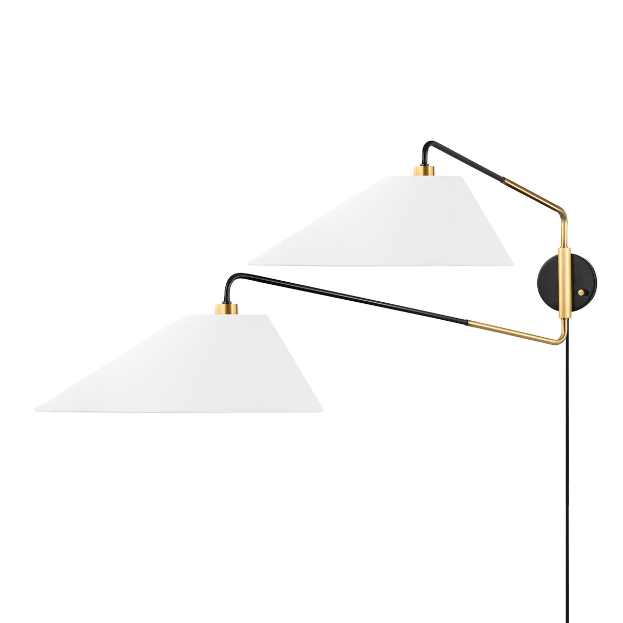 Kieran Double Swing Arm Sconce, Urban Bronze and Satin Brass