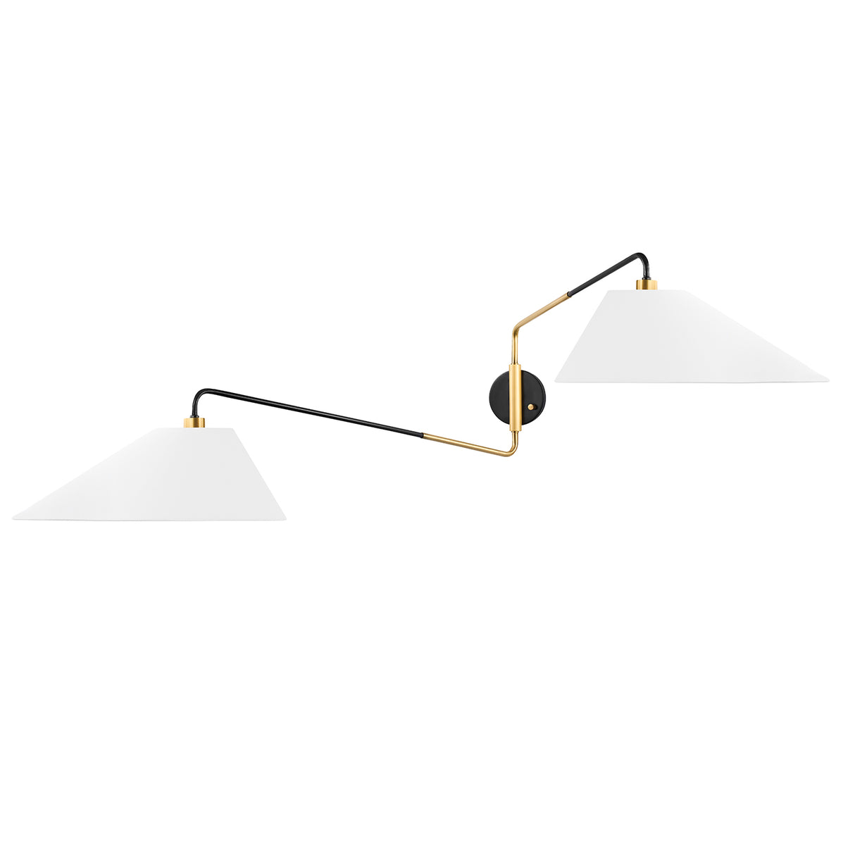 Kieran Double Swing Arm Sconce, Urban Bronze and Satin Brass