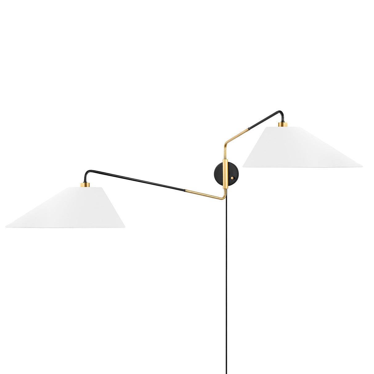Kieran Double Swing Arm Sconce, Urban Bronze and Satin Brass