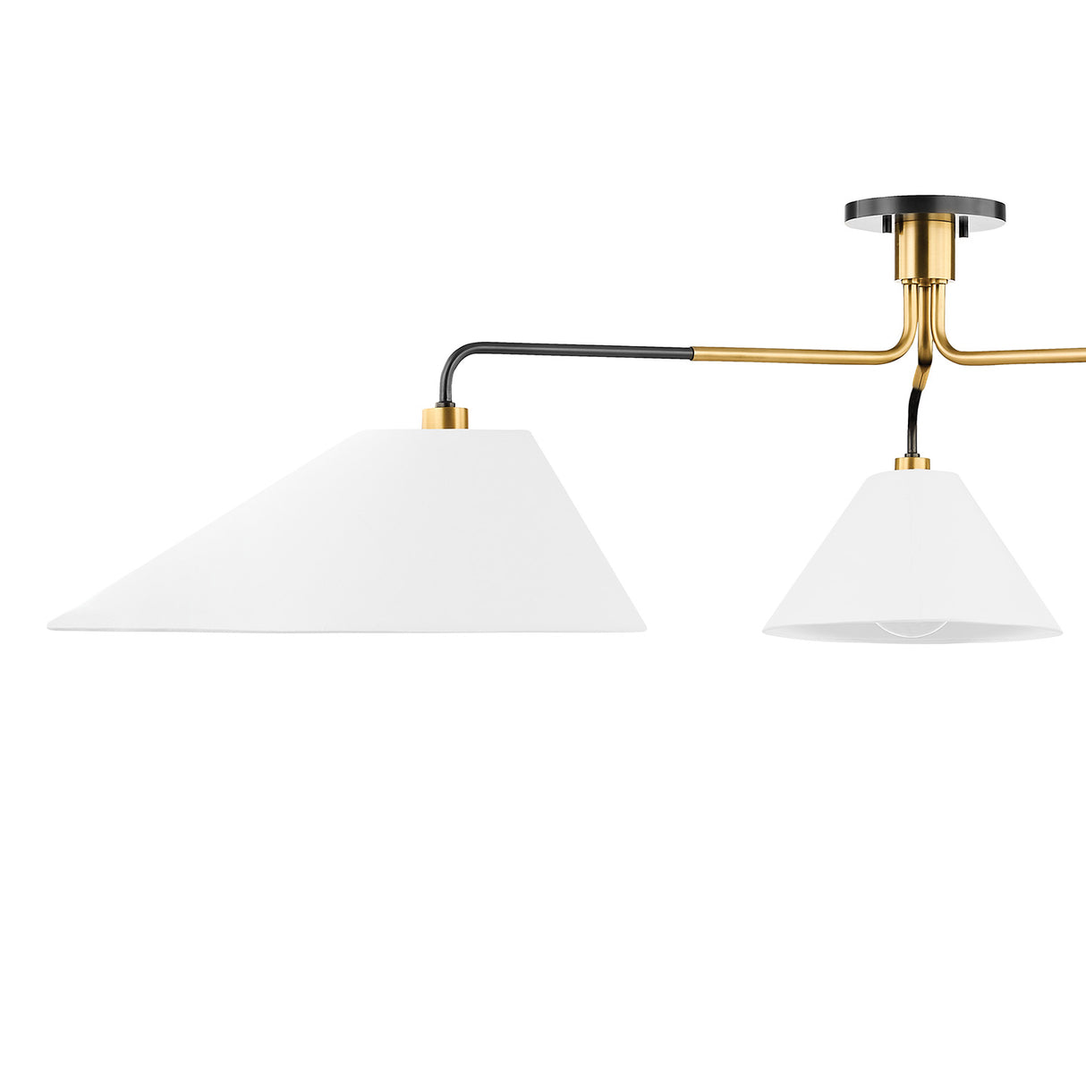 Kieran 3 Light Semi-Flush 72", Urban Bronze and Satin Brass