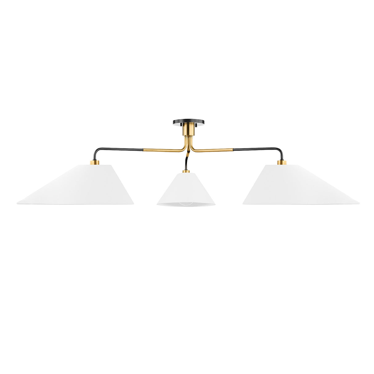 Kieran 3 Light Semi-Flush 72", Urban Bronze and Satin Brass