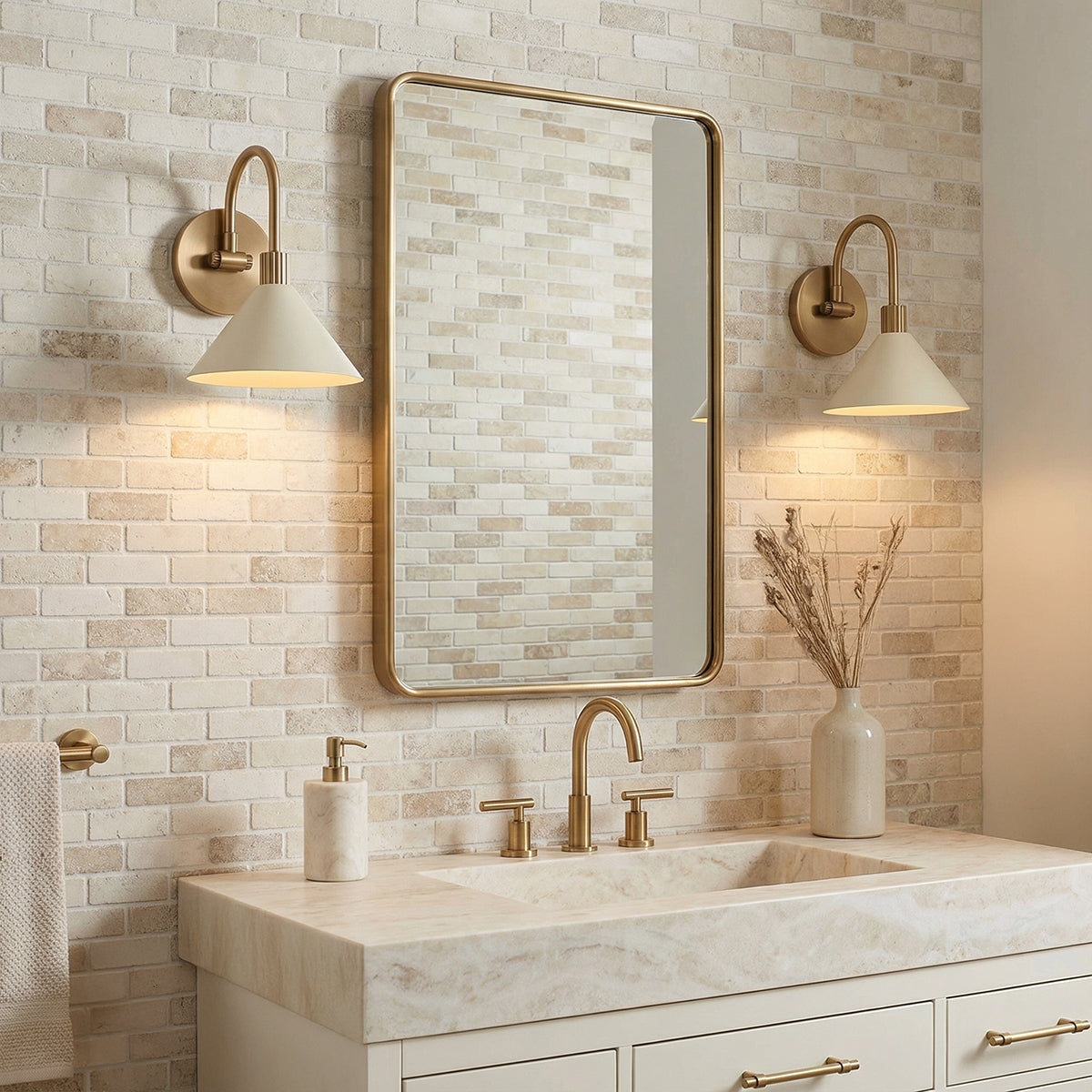 Fletcher Wall Sconce 10 for Modern Farmhouse home with White Brick