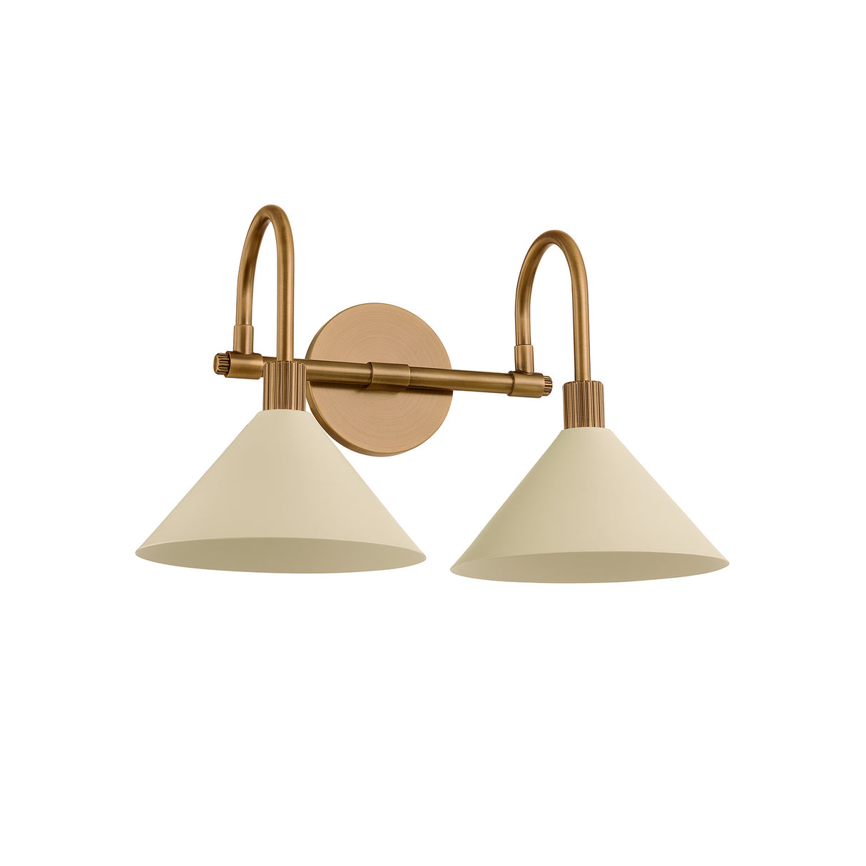 Fletcher 2 Light Vanity, Patina Brass and Soft Sand