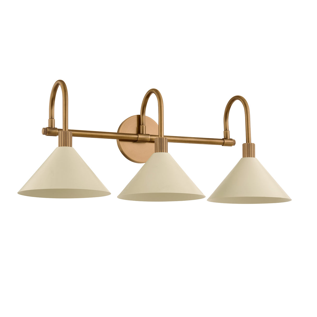 Fletcher 3 Light Vanity, Patina Brass and Soft Sand
