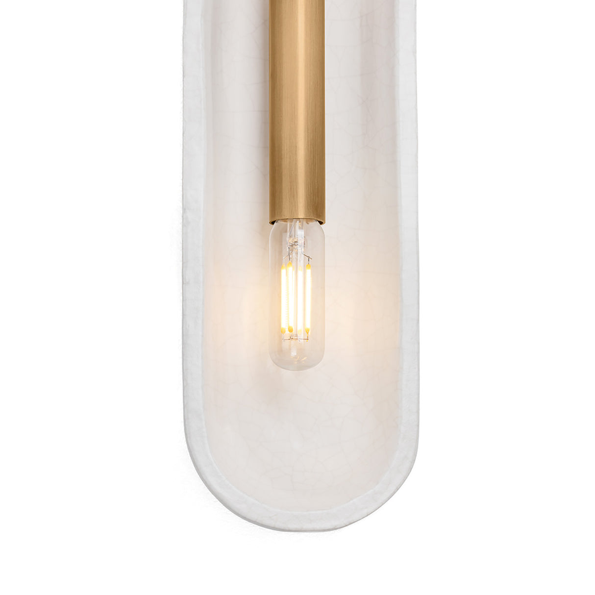 Lorelei Wall Sconce 16", Patina Brass and White Crackle Ceramic