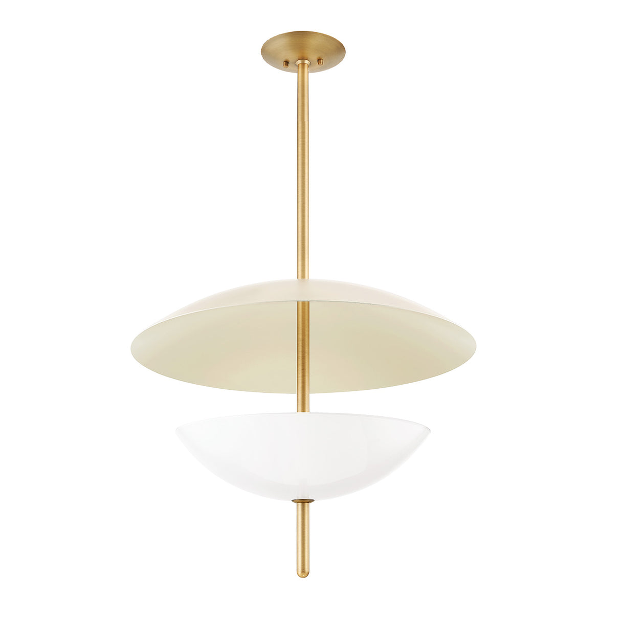 Irene Pendant 24", Patina Brass with Milk Glass