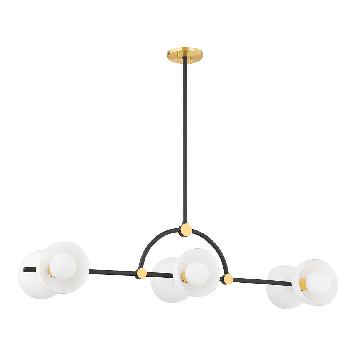 Penrose 6 Light Linear Chandelier 43", Aged Brass and Textured Black